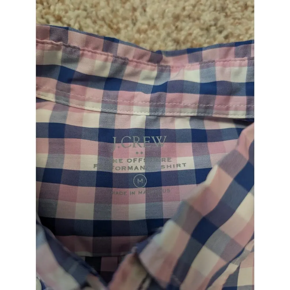J. CREW Men's Performance, long sleeve; Size medium; Lightweight, Blue Plaid